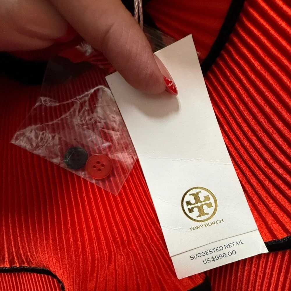 Tory Burch NWT Red Pleated Ruffle Dress Size 10 $998 MSRP